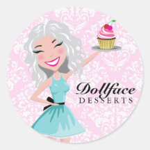 311 Dollface Desserts Ivorie Pink Damask Stickers
