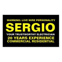 311 Electrician Black Yellow Humour Business Card