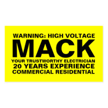 311 Electrician Yellow Indestructible Card Business Cards