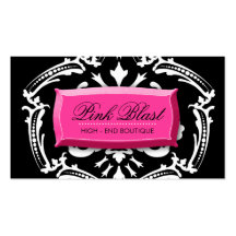 311-Exqusite Pink Blast Damask | Hott Pink Business Card Template