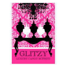 311 Glitzie Candie Black Table Pink Rococo Business Card Template