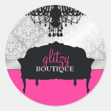 311 Glitzy Chic Boutique Hot Pink Round Stickers