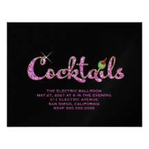 311 Glitzy Cocktails Pink Metallic Paper Invitations