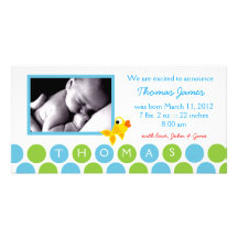 311-GOLD FINZ BABY BOY ANNOUNCEMENT 2 PERSONALIZED PHOTO CARD