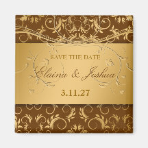 311-Golden diVine Chocolate Brown Save the Date Magnet