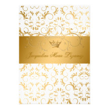 311-Golden diVine White Delight Sweet 16 Personalized Invitation