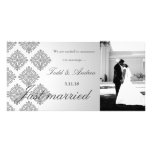 311-Grey Damask Just Married Photo Card