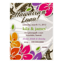 311-HAWAIIAN LUAU KILA INVITATION POST CARD