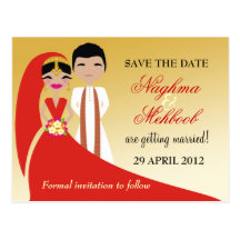 311 Indian Bride & Groom Save the Date Postcard