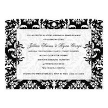 311-Jillian Black Damask Invitation