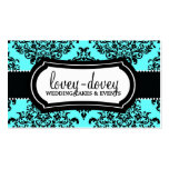 311 Lovey Dovey Damask Turquoise Blue Business Card Templates