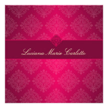 311- Luciana Hot Pink Fade Damask Invitation