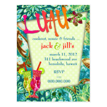 311-LUSCIOUS LUAU INVITATION POST CARD