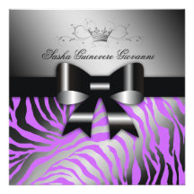 311 Night Zebra Shimmer Electric Purple | Sweet 16 Custom Invite