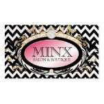 311 Opulent Gold Pink B W Chevron Pearl Paper Business Card Template