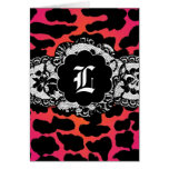 311-Pink Fire Leopard Lace Thank U Card