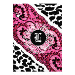 311-Pink Leopard and Lace Invitation