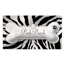 311 Posh Pooch | Pink Zebra "Silver" Business Cards
