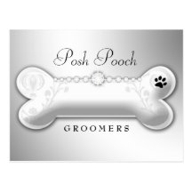 311 Posh Pooch Silver White Bone Post Card