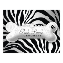 311 Posh Pooch Zebra "Silver" Menu Postcard
