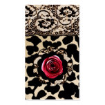 311-Sepia Leopard & Lace Rose Business Card Templates