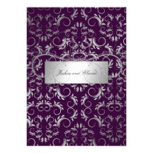 311-Silver Divine | Eggplant Personalized Invitation