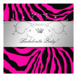 311-Silver Divine Hott Pink Zebra Bachelorette Custom Invites