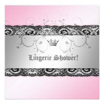 311-Silver Divine Pink Shimmer Lingerie with Lace Custom Invitation