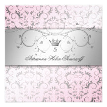 311-Silver Divine Sweet Pink Personalized Invitation