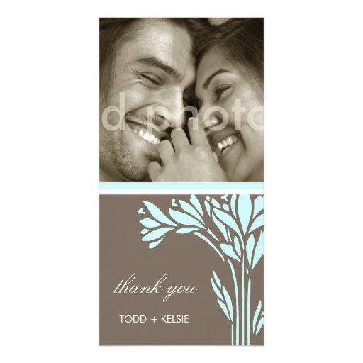 311-SKY FLORAL BURST - THANK U OR SAVE THE DATE CUSTOM PHOTO CARD
