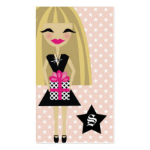 311-STEPHANIE BLONDE/STAR/GIFT with SPARKLE Business Card Template