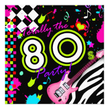 311-Totally the 80s Party - Pink Guitar Personalized Invitations