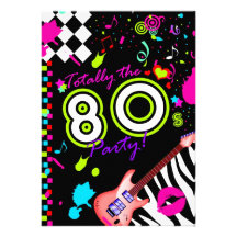 311 Totally the 80s Party - Red Guitar Personalised Invite