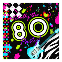 311 Totally the 80s Party - Turquoise Guitar Invitations