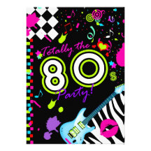 311-Totally the 80s Party - Turquoise Guitar Custom Invitations