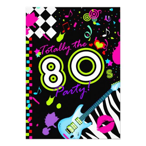 311-Totally the 80s Party - Turquoise Guitar Custom Invitations