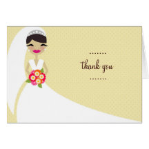 311-UPDO BRIDE THANK YOU BRUNETTE GREETING CARD