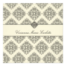 311-Vivianna Cream & Black Damask Invitation