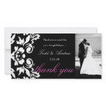 311-White Damask Wedding Thank You Photo Card photo cards