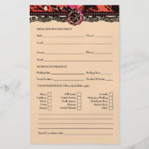 311 Wild Lily Bridal Information Card Personalized Flyer