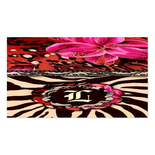 311-WILD LILY ZEBRA & LACE PINK BUSINESS CARD TEMPLATE