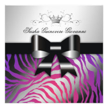 311-Zebra Shimmer Black Purple Radiance | Sweet 16 Invitation
