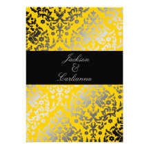 311Dazzling Damask Yellow Jacket Personalized Announcements