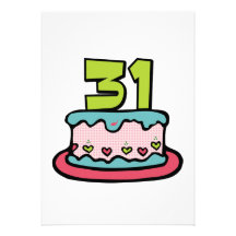 31 Year Old Birthday Cake Personalized Invitation