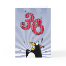 36th Birthday - Penguin Surprise Card