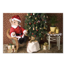 3827 Teddy Bear Santa Christmas Art Photo