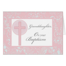3880 Baptism Granddaughter Pink Lace Greeting Card