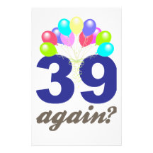 39 Again? Birthday Gifts / Souvenirs Stationery Design