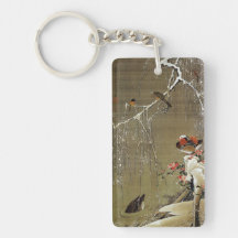 3. 雪中鴛鴦図, 若冲 Mandarin Duck in The Snow, Jakuchū Key Chains