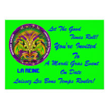 3.5" x 5" Landscape  Mardi Gras Please View Notes Personalized Invite